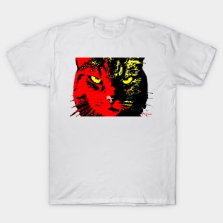 ANGRY CAT POP ART - RED BLACK YELLOW TRASPARENT T-Shirt